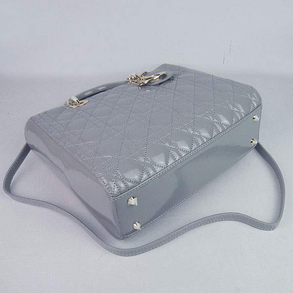 Christian Dior 1886 Patent Leather Shoulder Bag-Gray